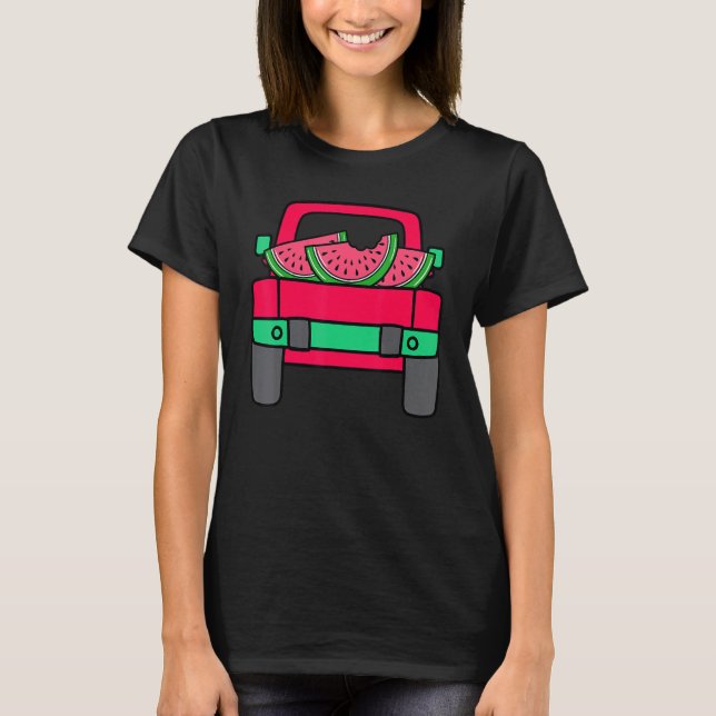 Watermelon Truck Summer Melon  Fruit Slice Seeds T-Shirt (Front)
