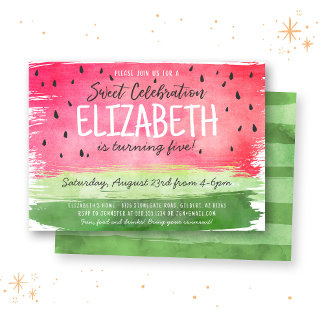 Watermelon Watercolor Birthday Invitation