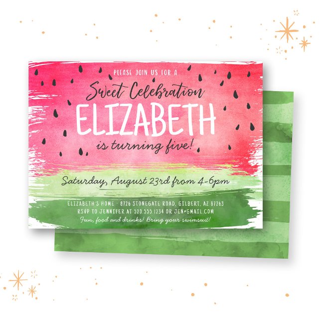 Watermelon Watercolor Birthday Invitation (Creator Uploaded)