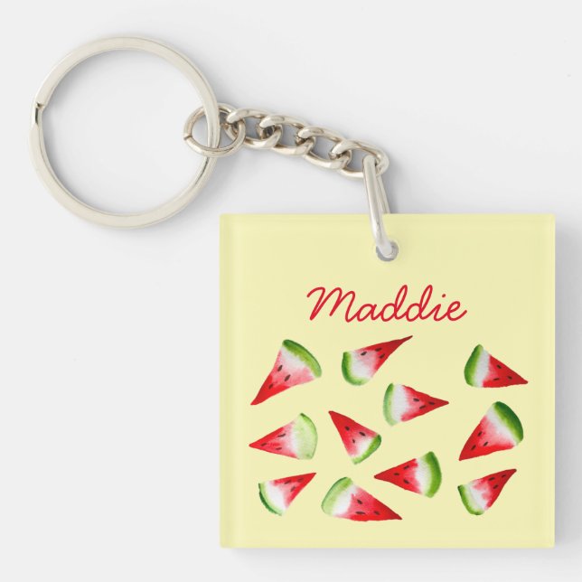 Watermelon watercolor cute fruit key ring (Front)