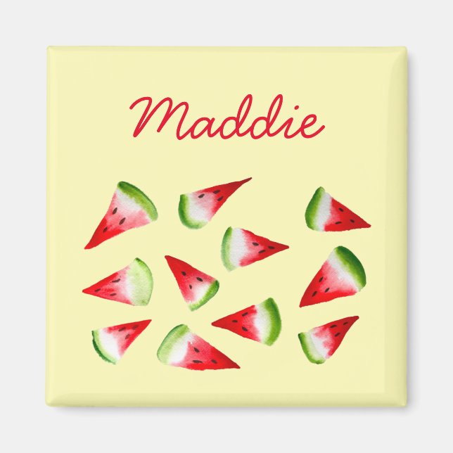 Watermelon watercolor cute fruit magnet (Front)
