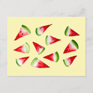 Watermelon watercolor cute fruit postcard
