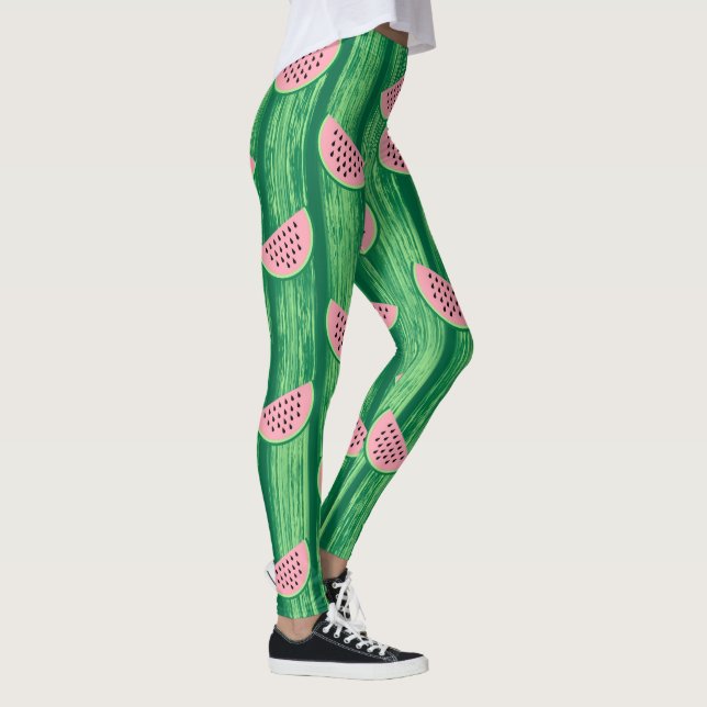 Watermelon Watercolor Pattern  Leggings (Right)