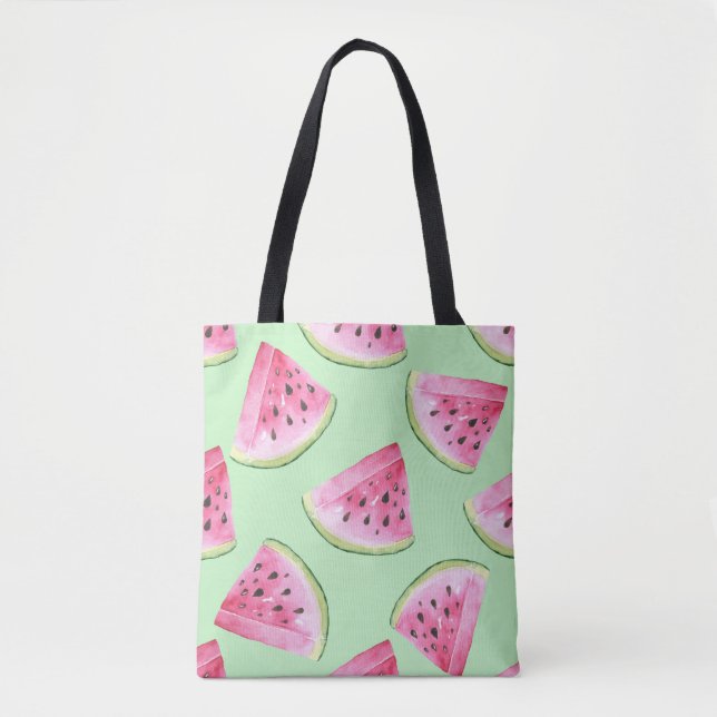 Watermelon watercolor, seamless summer pattern. tote bag (Front)