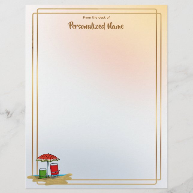 Watermelon Waves Unlined Letterhead (Front)