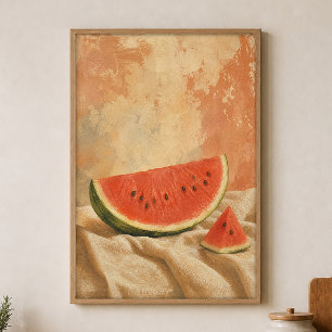 Watermelon Wedge Watercolour Cottagecore Poster
