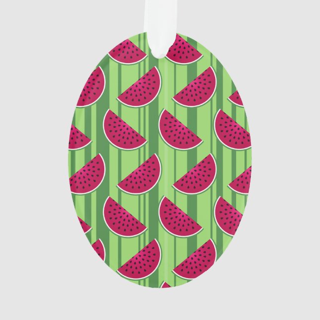 Watermelon Wedges Pattern Ornament (Back)