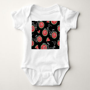 Watermelon wheel bicycles, summer pattern. baby bodysuit