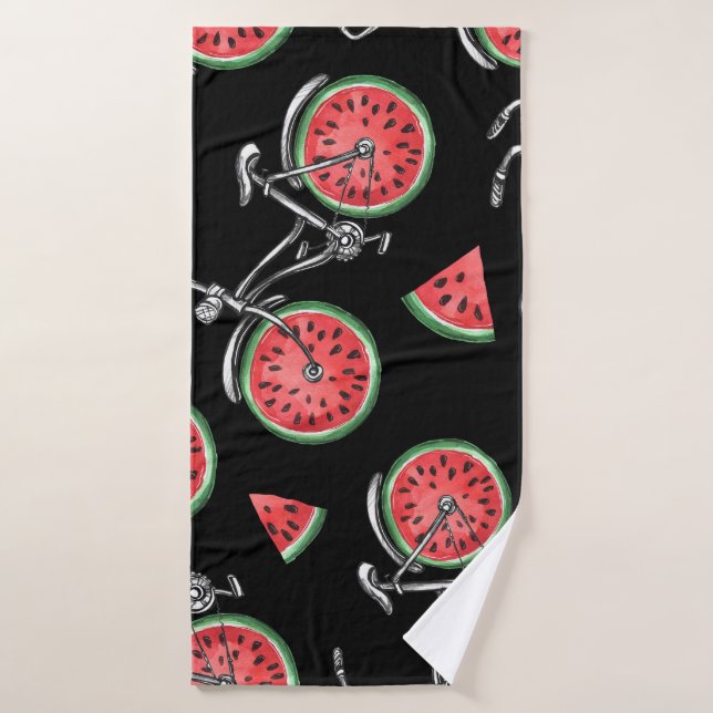 Watermelon wheel bicycles, summer pattern. bath towel (Bath Towel)
