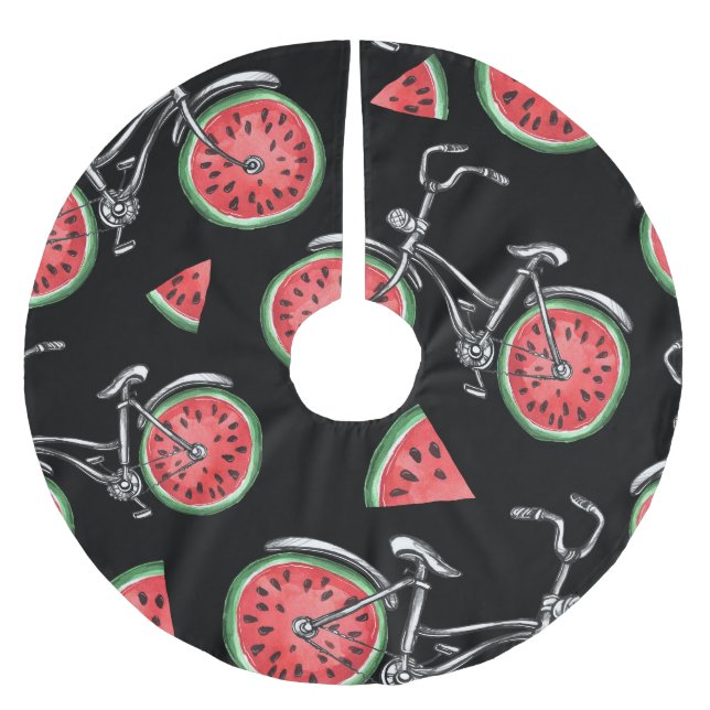 Watermelon wheel bicycles, summer pattern. brushed polyester tree skirt (Front)