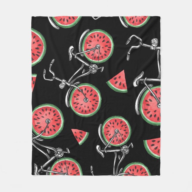 Watermelon wheel bicycles, summer pattern. fleece blanket (Front)