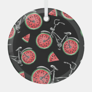 Watermelon wheel bicycles, summer pattern. glass tree decoration