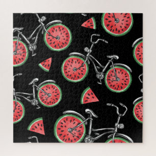 Watermelon wheel bicycles, summer pattern. jigsaw puzzle
