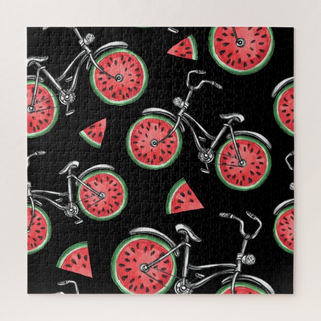 Watermelon wheel bicycles, summer pattern. jigsaw puzzle (Vertical)