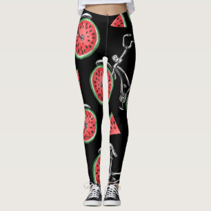 Watermelon wheel bicycles, summer pattern. leggings