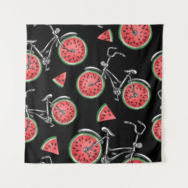 Watermelon wheel bicycles, summer pattern. tapestry (Front)