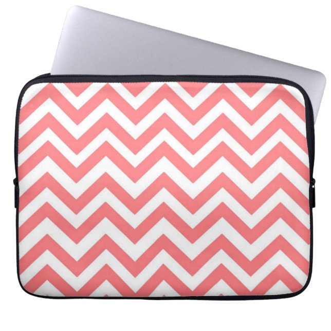 Watermelon & White Chevron laptop sleeve (Front)