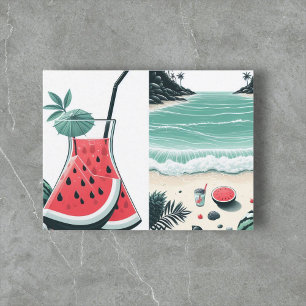 Watermelon White Minimalist Beach Tropical Summer  Holiday Postcard