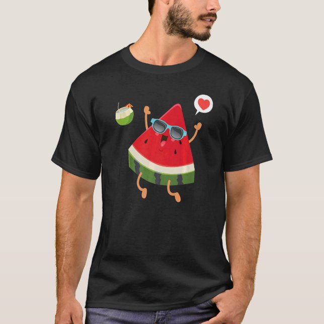 Watermelon With Sunglasses Summer Melon Watermelon T-Shirt (Front)