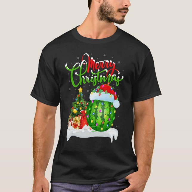 Watermelon   Xmas Decorations Santa Watermelon Chr T-Shirt (Front)