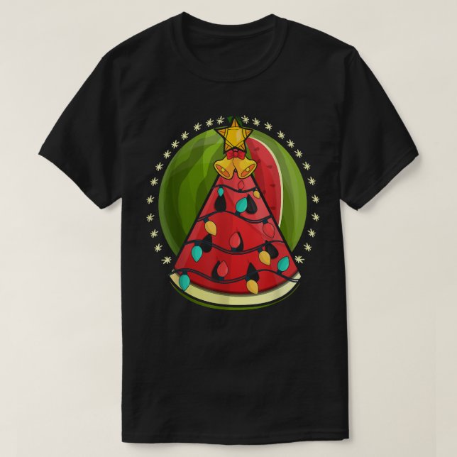Watermelon Xmas Lights Hawaiian Summer Christmas I T-Shirt (Design Front)