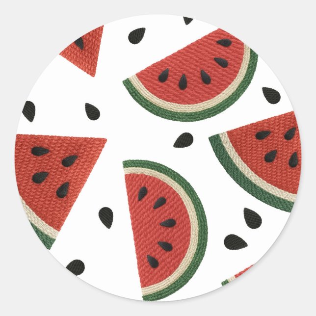 Watermelon Yarn Any Way You Slice it Party  Classic Round Sticker (Front)