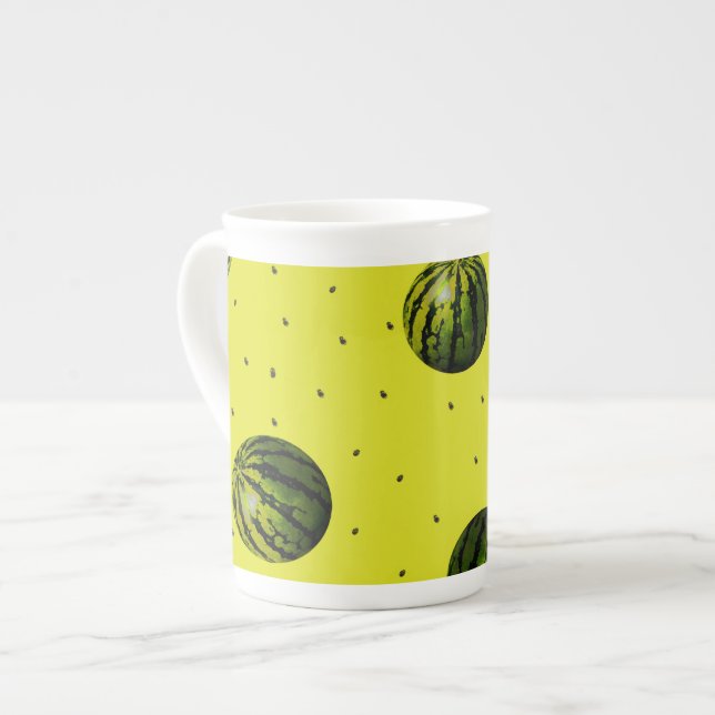 watermelon yellow with seeds bone china mug (Front Left)