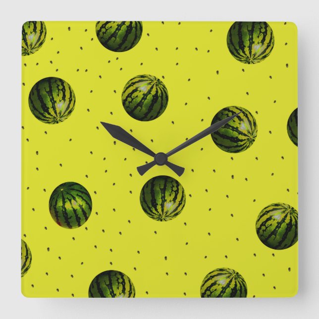 watermelon yellow with seeds square wall clock (Front)