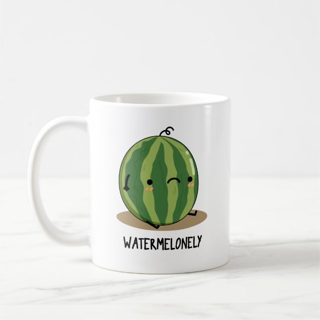 Watermelonely Funny Watermelon Fruit Pun  Coffee Mug (Left)