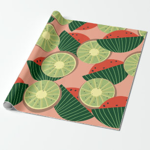 Watermelons and kiwis wrapping paper