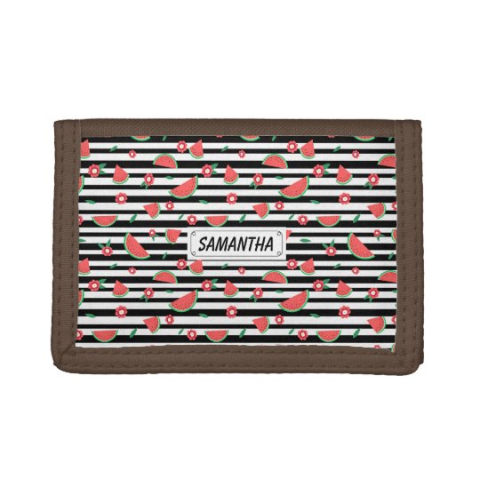 Watermelons and stripes tri-fold wallets