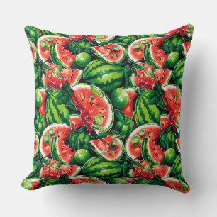 Watermelons, lime, watermelon leaves, small lime f cushion