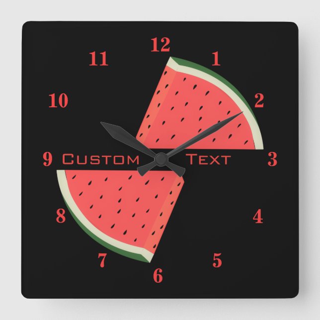 Watermelons Wall Clock with Your Text and Colors (Front)