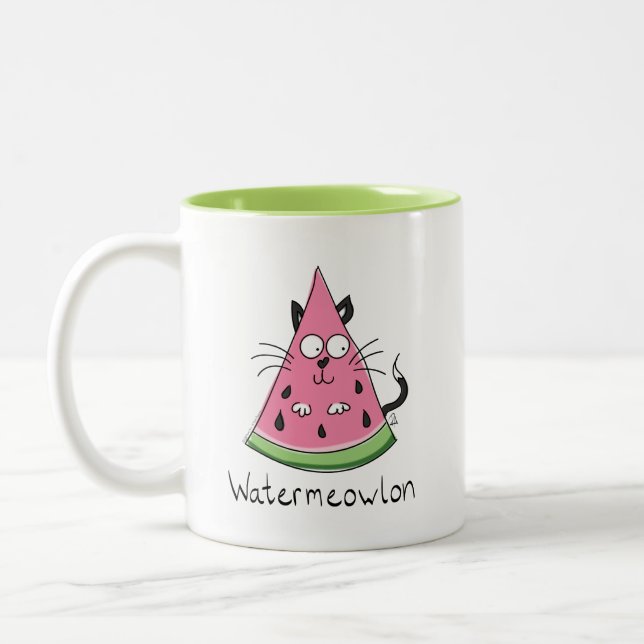 Watermeowlon Watermelon Cat Funny Coffee Mug (Left)