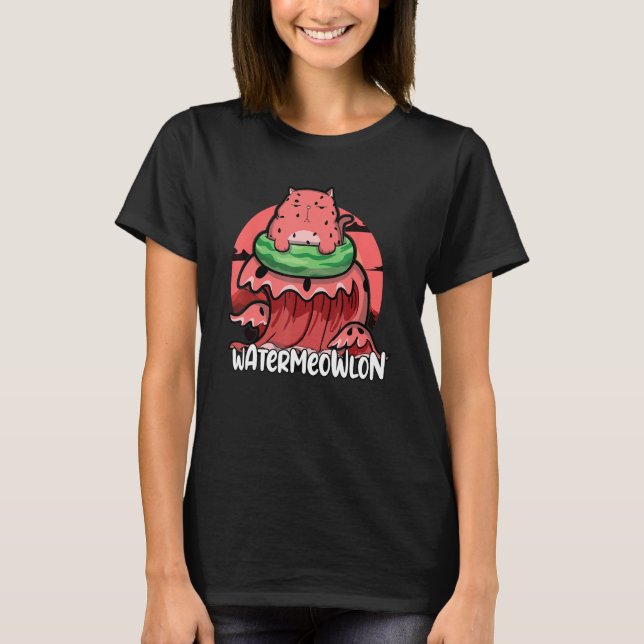 Watermeowlon Watermelon Meow Cat  Watermelon Day T-Shirt (Front)