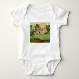 Watermill at the Foot of a Mountain Baby Bodysuit