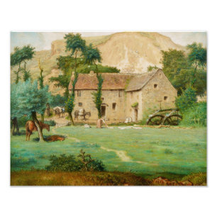 Watermill at the Foot of a Mountain Photo Print