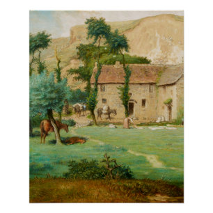 Watermill at the Foot of a Mountain Poster