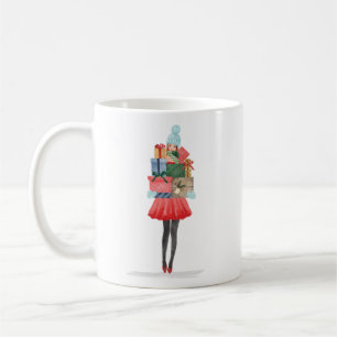Waterolor Christmas Lovin' Girl Present Delivery Coffee Mug