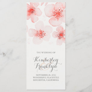 Waterolor Flower Botanical Pink Wedding Programs