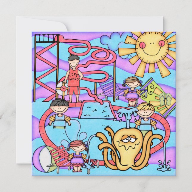 Waterpark Fun Customised Birthday Invitation (Front)