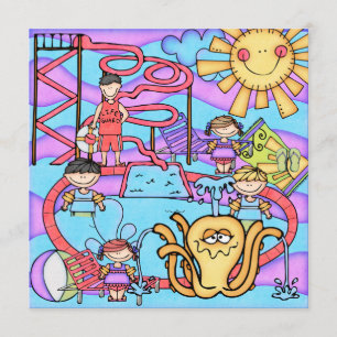 Waterpark Fun Customised Birthday Invitation