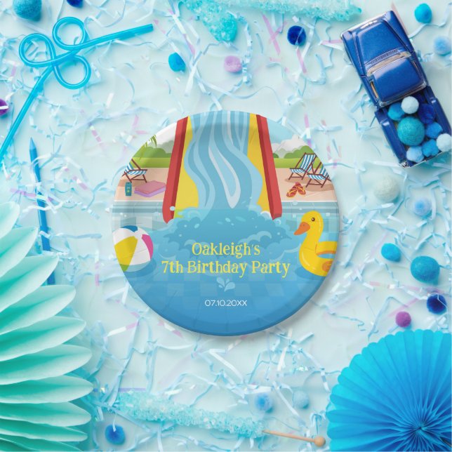 Waterpark Slide Child's Birthday Party Paper Plate (Party)