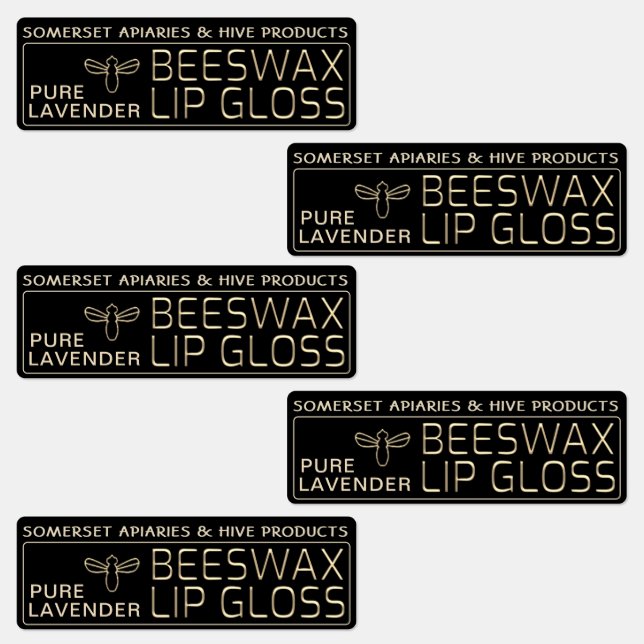 Waterproof Beeswax Lip Gloss Label Gold Bee Black (Group)