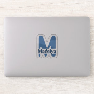 Waterproof Blue Girly Monogram Name Window Laptop