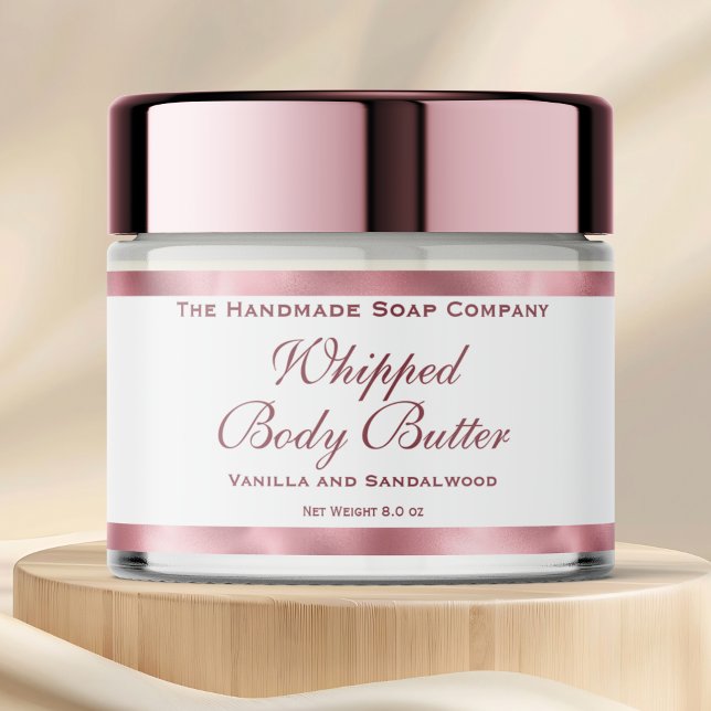 Waterproof Body Butter Jar Label White & Pink Foil (Creator Uploaded)