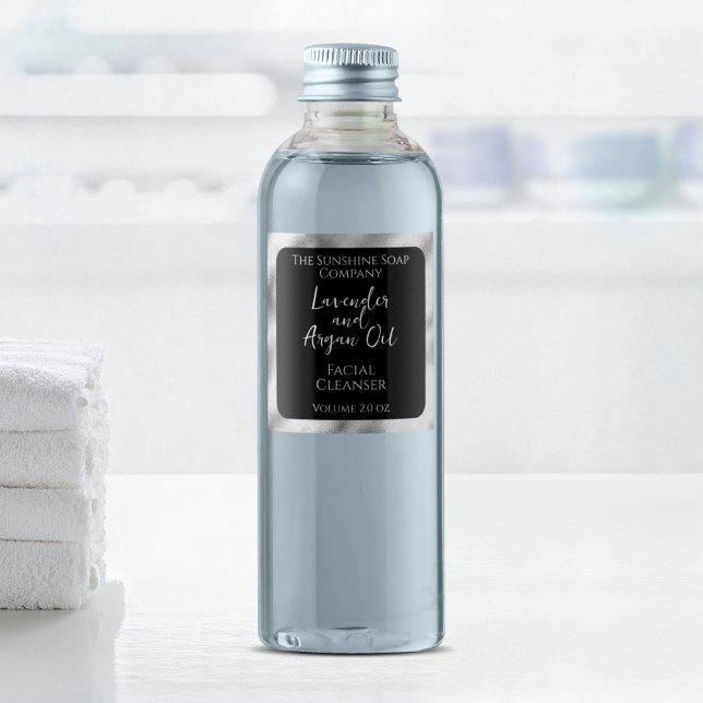 waterproof cosmetics product label black & silver (Creator Uploaded)