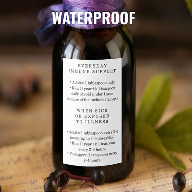 Waterproof Elderberry Syrup Instructions Labels (Creator Uploaded)
