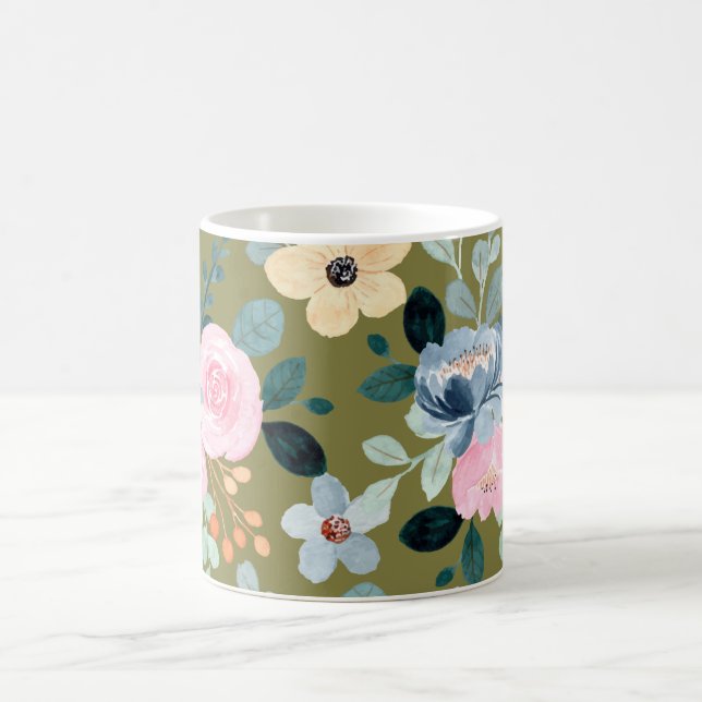 Waterproof Flowers: Blooming Elegance, Every Sip Coffee Mug (Center)