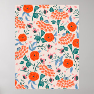 waterproof flowers pattern   poster